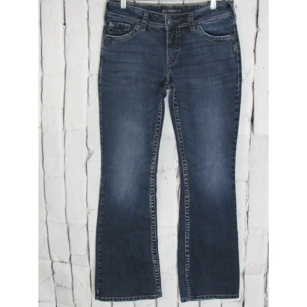Silver Women Jeans Size 30 X 32 Blue Suki Surplus Midrise Boot Cut Blasted Denim